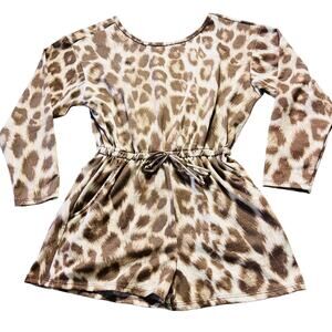 Altar'd State Casual Beige Leopard Longsleeve Romper Medium